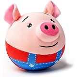 Interactive Dog Toys, 2025 New Active Moving Pet Plush Toy, Rechargeable Squeaky Dog Ball Toy with Talking Sound, Washable Cartoon Pig Plush Toy for Dogs Puppies (Blue)